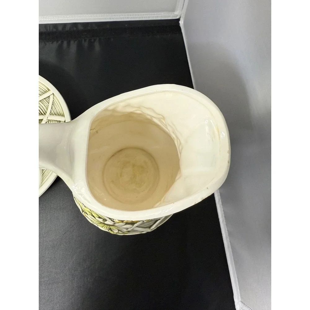 1970 Vintage Wales Ceramic Butterfly Flower‎ Pitcher Vase and Saucer Plate set